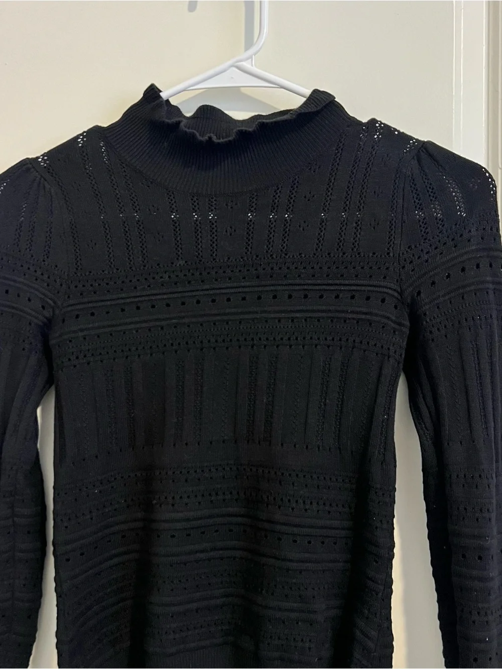 Free People Black Pointelle High-Neck Long-Sleeve Bodysuit - Picture 8 of 10